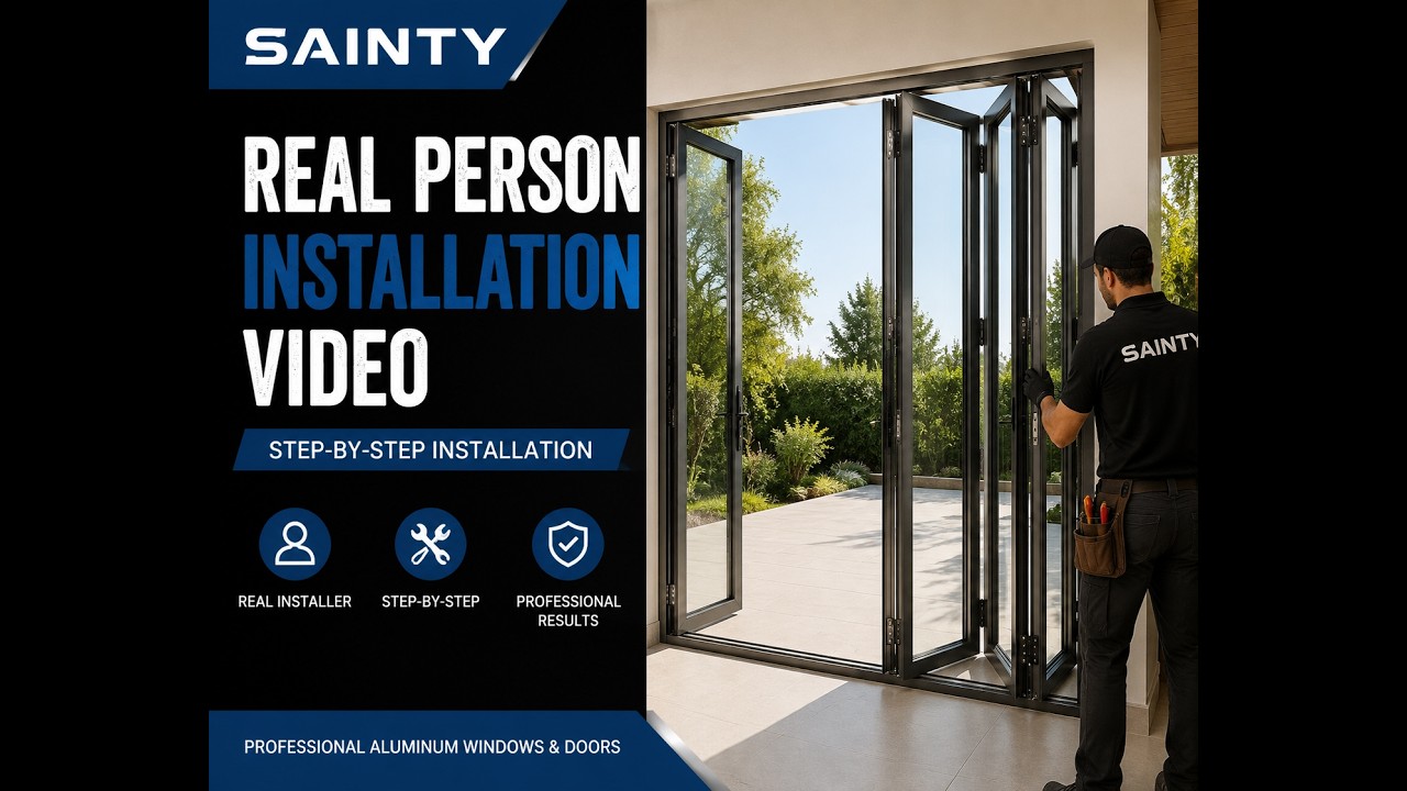 Watch: SAINTY™ Water Penetration Resistant Aluminum Bi-Fold Door Precision Installation Guide